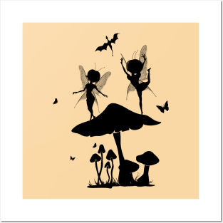 Cute little dancing fairy in the night Posters and Art